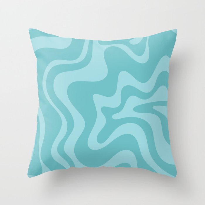 Retro Liquid Swirl Abstract Pattern in Aqua Teal Throw Pillow Gallery Image 6