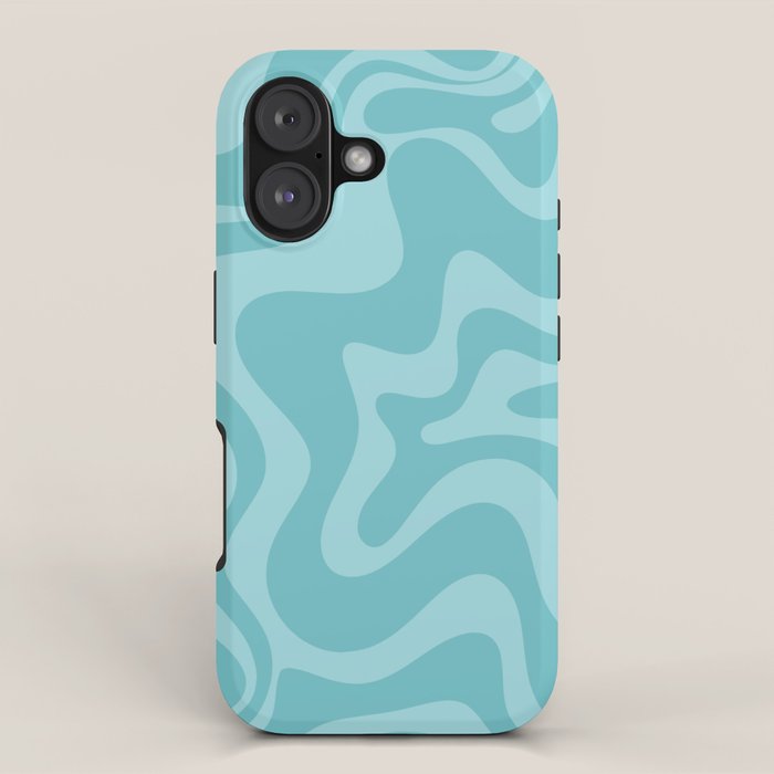Retro Liquid Swirl Abstract Pattern in Aqua Teal iPhone Case Gallery Image 1