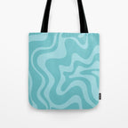 Retro Liquid Swirl Abstract Pattern in Aqua Teal Tote Bag Gallery Image 1