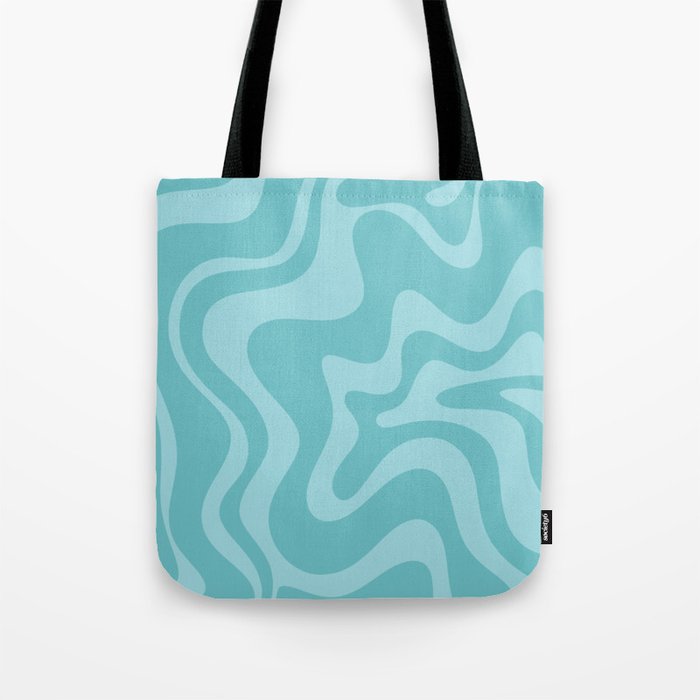 Retro Liquid Swirl Abstract Pattern in Aqua Teal Tote Bag Gallery Image 1