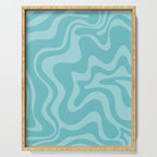 Retro Liquid Swirl Abstract Pattern in Aqua Teal Serving Tray Gallery Image 1