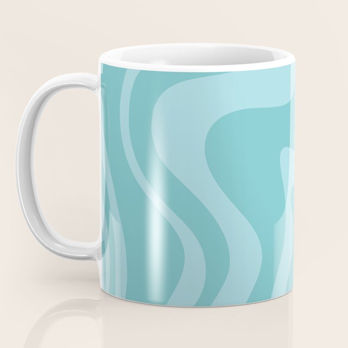 Retro Liquid Swirl Abstract Pattern in Aqua Teal Coffee Mug Gallery Image 3