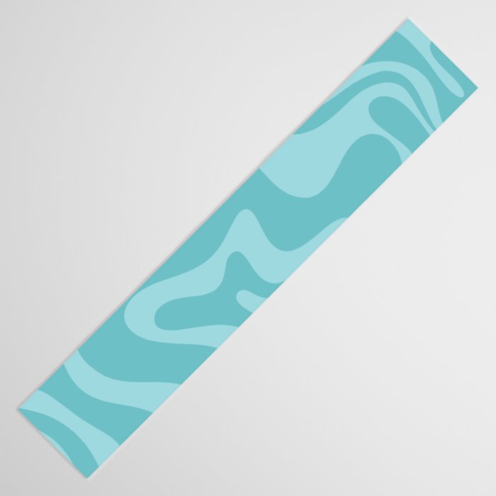 Retro Liquid Swirl Abstract Pattern in Aqua Teal Table Runner Gallery Image 3