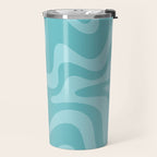 Retro Liquid Swirl Abstract Pattern in Aqua Teal Travel Mug Gallery Image 2