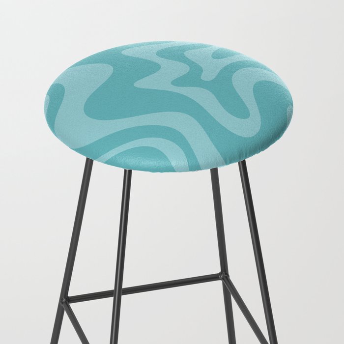 Retro Liquid Swirl Abstract Pattern in Aqua Teal Stool Gallery Image 2