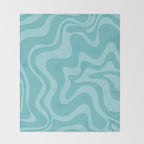 Retro Liquid Swirl Abstract Pattern in Aqua Teal Throw Blanket Gallery Image 2