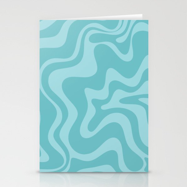 Retro Liquid Swirl Abstract Pattern in Aqua Teal Stationery Card Gallery Image 2