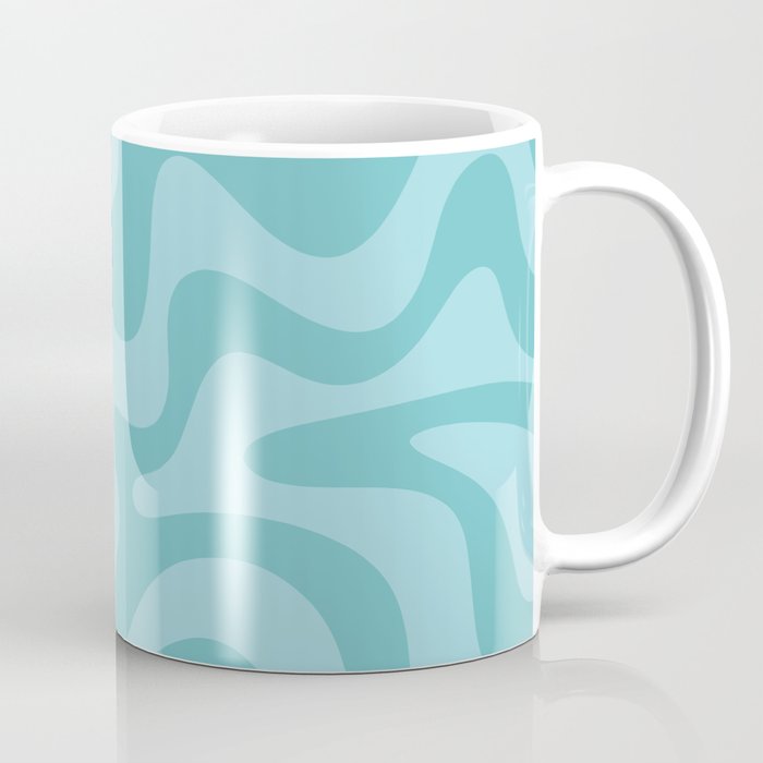 Retro Liquid Swirl Abstract Pattern in Aqua Teal Coffee Mug Gallery Image 1