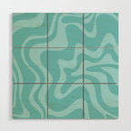Retro Liquid Swirl Abstract Pattern in Aqua Teal Wood Wall Art Gallery Image 1