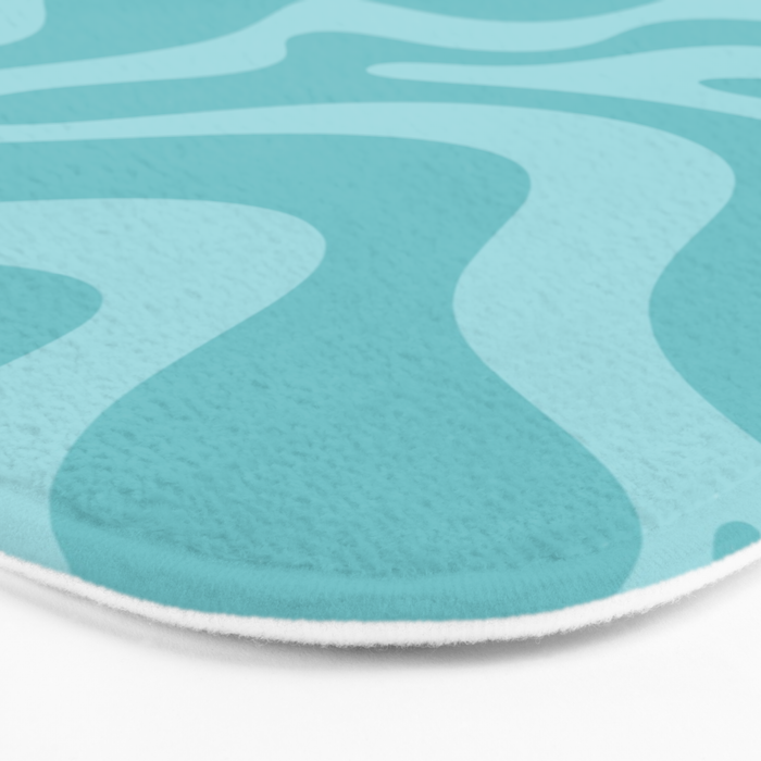 Retro Liquid Swirl Abstract Pattern in Aqua Teal Bath Mat Gallery Image 3