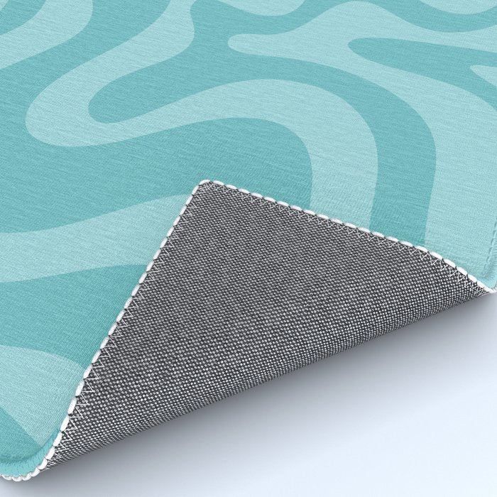 Retro Liquid Swirl Abstract Pattern in Aqua Teal Rug Gallery Image 4