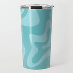 Retro Liquid Swirl Abstract Pattern in Aqua Teal Travel Mug Gallery Image 1