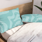 Retro Liquid Swirl Abstract Pattern in Aqua Teal Pillow Sham Gallery Image 2
