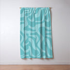 Retro Liquid Swirl Abstract Pattern in Aqua Teal Window Curtain Gallery Image 3