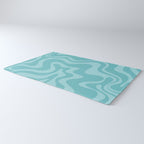 Retro Liquid Swirl Abstract Pattern in Aqua Teal Rug Gallery Image 3
