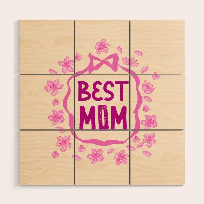 Best Mom Coquette Cherry Blossom Wood Wall Art Gallery Image 1