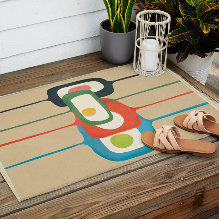 Mid-Century Abstract Balance 04 Outdoor Rug Gallery Image 2