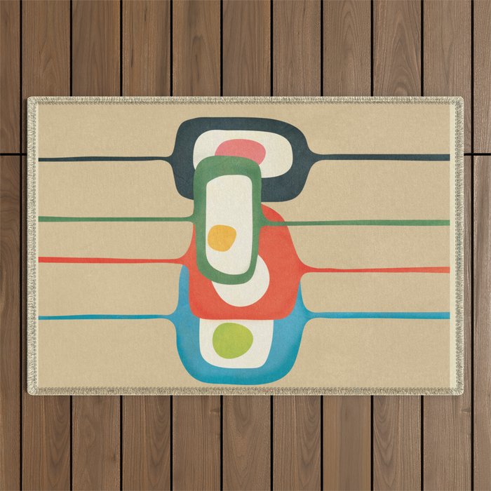 Mid-Century Abstract Balance 04 Outdoor Rug Gallery Image 1