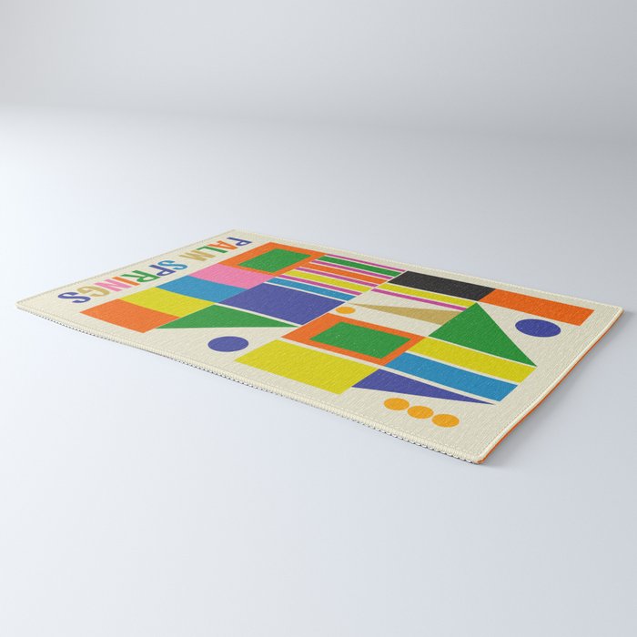 Mid Century Modern Palm Springs Retro Vintage Aesthetic Geometric Abstract Travel Poster Rug Gallery Image 3