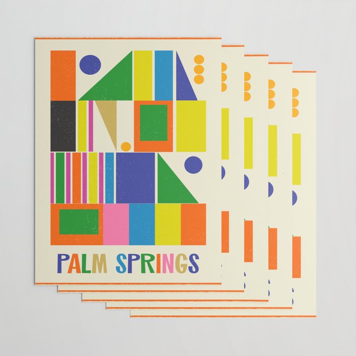 Mid Century Modern Palm Springs Retro Vintage Aesthetic Geometric Abstract Travel Poster Wrapping Paper Gallery Image 3