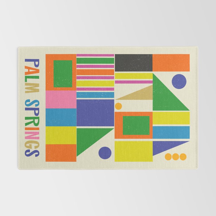 Mid Century Modern Palm Springs Retro Vintage Aesthetic Geometric Abstract Travel Poster Rug Gallery Image 2
