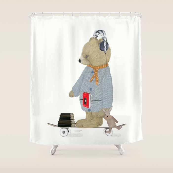 skate bear Shower Curtain Gallery Image 1