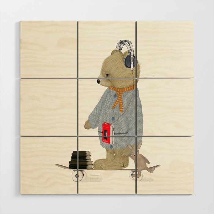 skate bear Wood Wall Art Gallery Image 1