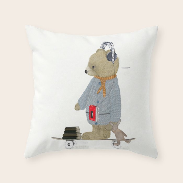 skate bear Throw Pillow Gallery Image 6