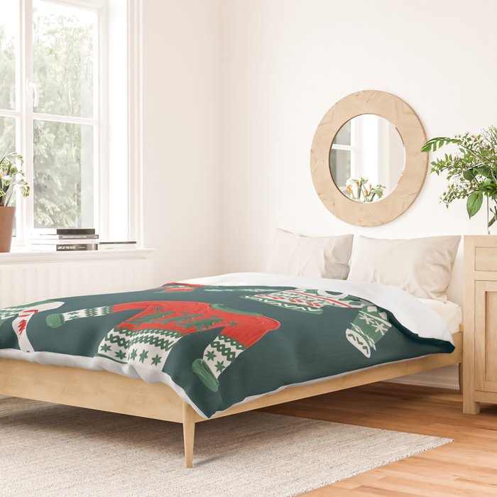 Christmas Sweaters - Teal & Red Palette Duvet Cover Gallery Image 2