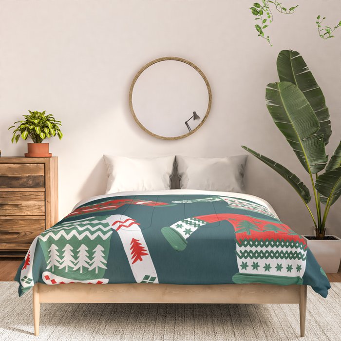 Christmas Sweaters - Teal & Red Palette Comforter Gallery Image 3