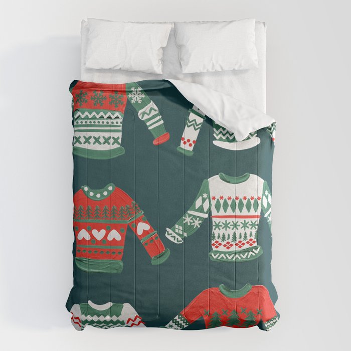 Christmas Sweaters - Teal & Red Palette Comforter Gallery Image 6
