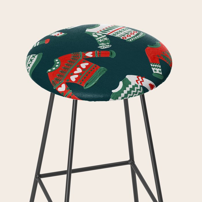 Christmas Sweaters - Teal & Red Palette Stool Gallery Image 2