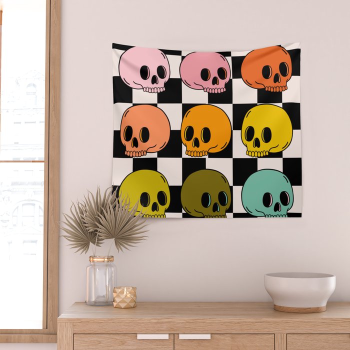 Rainbow Skulls Wall Tapestry Gallery Image 2
