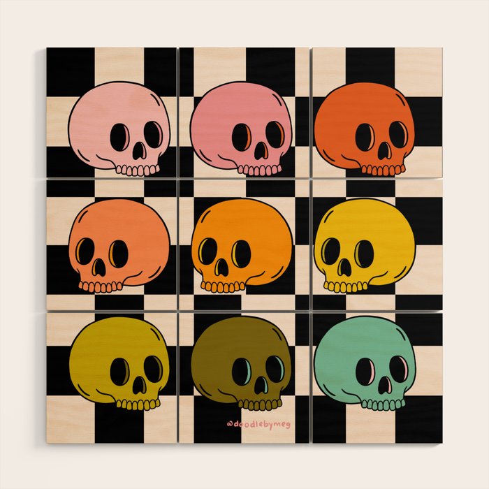 Rainbow Skulls Wood Wall Art Gallery Image 1