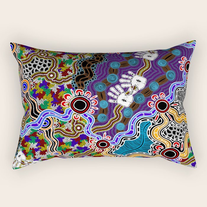 Authentic Aboriginal Art - Discovering Your Dreams Rectangular Pillow Gallery Image 2