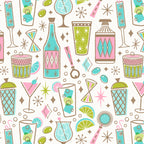 Retro Mid Century Happy Hour - Pink Green and Blue Coffee Mug Gallery Image 2