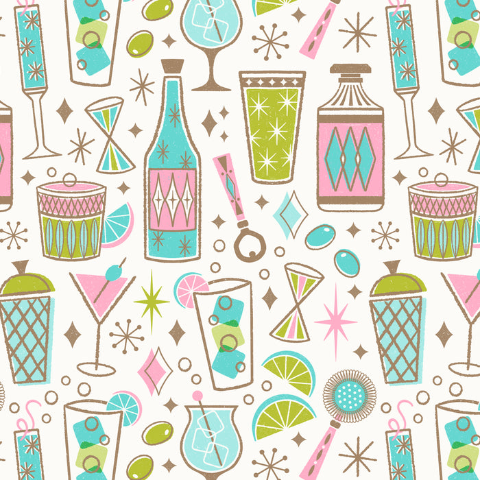 Retro Mid Century Happy Hour - Pink Green and Blue Coffee Mug Gallery Image 2