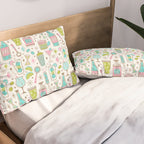Retro Mid Century Happy Hour - Pink Green and Blue Pillow Sham Gallery Image 2