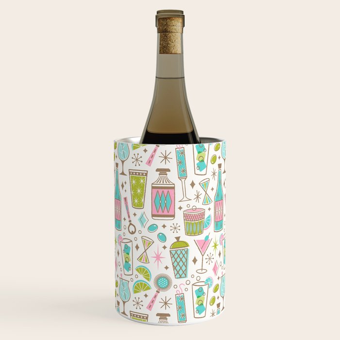 Retro Mid Century Happy Hour - Pink Green and Blue Wine Chiller Gallery Image 1
