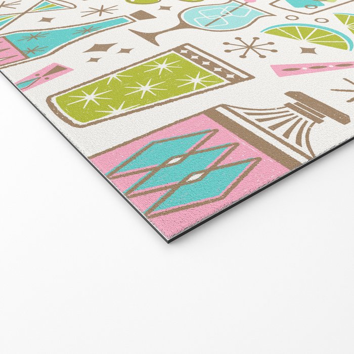 Retro Mid Century Happy Hour - Pink Green and Blue Welcome Mat Gallery Image 2