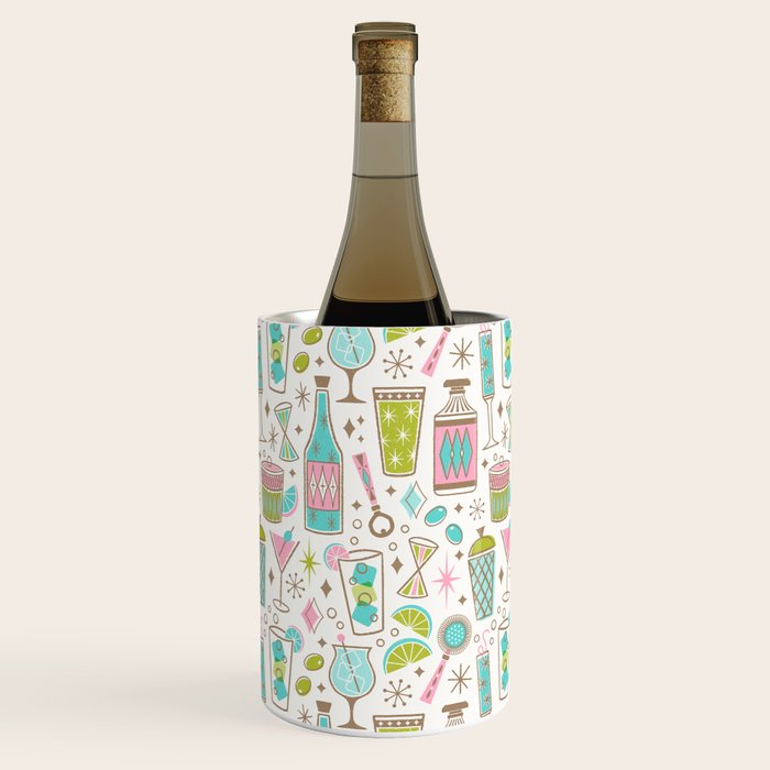 Retro Mid Century Happy Hour - Pink Green and Blue Wine Chiller Gallery Image 3