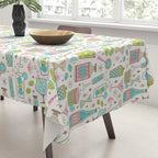 Retro Mid Century Happy Hour - Pink Green and Blue Tablecloth Gallery Image 3