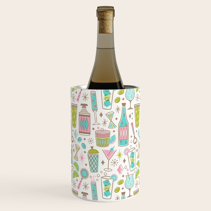 Retro Mid Century Happy Hour - Pink Green and Blue Wine Chiller Gallery Image 2