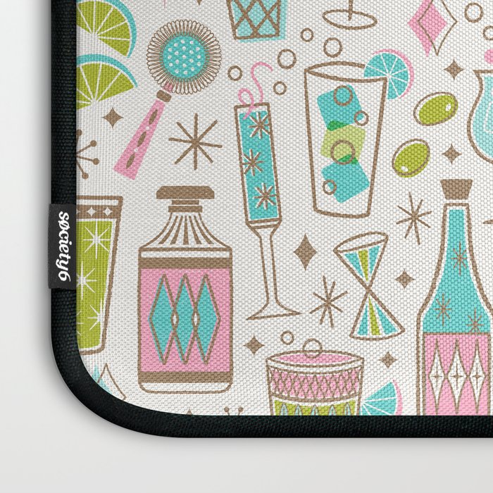Retro Mid Century Happy Hour - Pink Green and Blue Laptop Sleeve Gallery Image 3