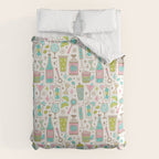 Retro Mid Century Happy Hour - Pink Green and Blue Comforter Gallery Image 6