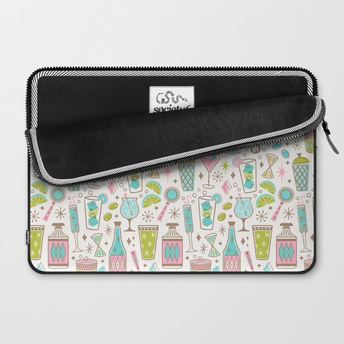 Retro Mid Century Happy Hour - Pink Green and Blue Laptop Sleeve Gallery Image 2