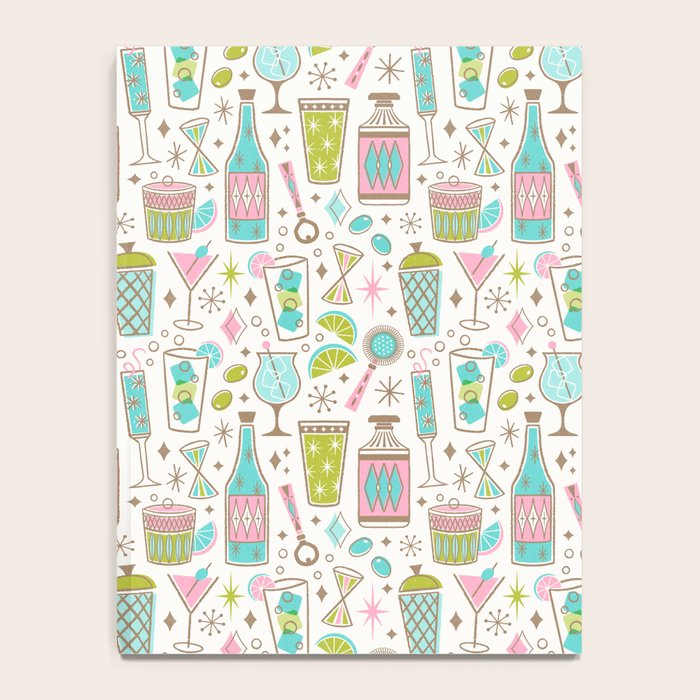 Retro Mid Century Happy Hour - Pink Green and Blue Notebook Gallery Image 4