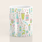 Retro Mid Century Happy Hour - Pink Green and Blue Coffee Mug Gallery Image 4