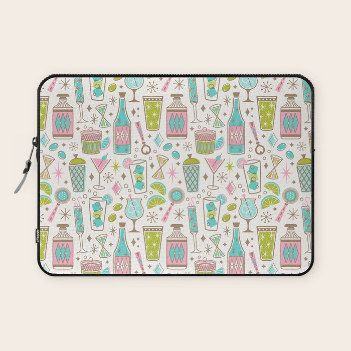 Retro Mid Century Happy Hour - Pink Green and Blue Laptop Sleeve Gallery Image 1