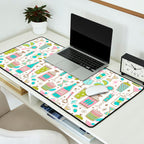 Retro Mid Century Happy Hour - Pink Green and Blue Desk Mat Gallery Image 2